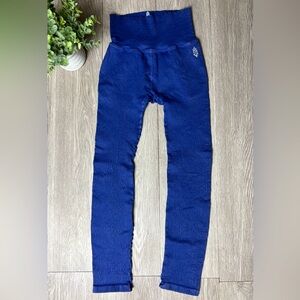 Free People Movement Good Karma Tile Textured Leggings Size XS/S Color Blue NWOT